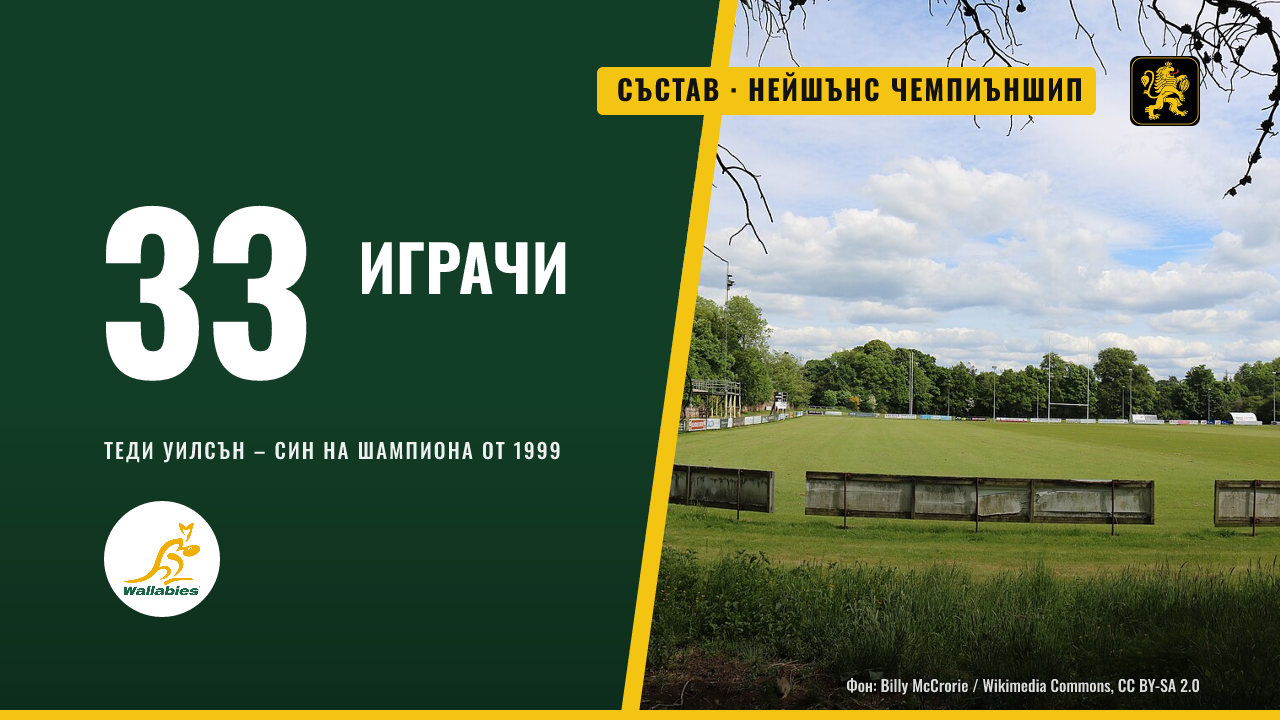 Теди Уилсън, син на шампиона от 1999 г., е повикан в състава на Австралия